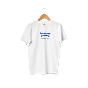 White t-shirt - forever young sometimes sober